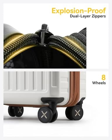 LUGGEX Carry On Luggage Sets 3 Piece, PC Expandable Hardshell Luggage with Spinner Wheels, White Brown - Image 9