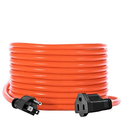 KMC 25ft Outdoor Extension Cord, 25-Foot 16/3 Weatherproof Indoor/Outdoor Extension Cable, Flexible SJTW 16-Gauge Pure Copper Wire, Durable Vinyl Jacket, UL/ETL Certified, 13A 1625W, Orange - Image 1