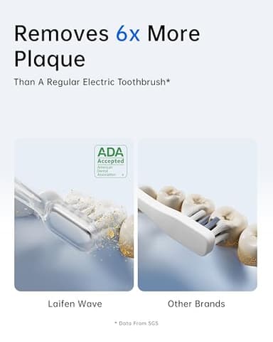 Laifen Wave Electric Toothbrush, Oscillation & Vibration Sonic Electric Toothbrush for Adults with App, 3 Brush Heads, Waterproof Magnetic Rechargeable Powered Toothbrush (Matte Stainless Steel) - Image 3