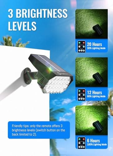 Brightown Solar Lights Outdoor Waterproof IP67, [Cool & Warm Light 2-in-1] Solar Spot Lights Outdoor, 2 Colors 3 Brightness Levels LED Outdoor Solar Lights for Yard Pathway Garden House, 2 Pack - Image 4
