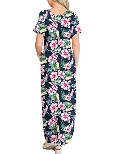 ANRABESS Womens Summer Maxi Dress Short Sleeve Casual Loose Long T Shirt Dresses Split Vacation Beach Sundress Travel Outfits Floral Print X-Large - Image 4
