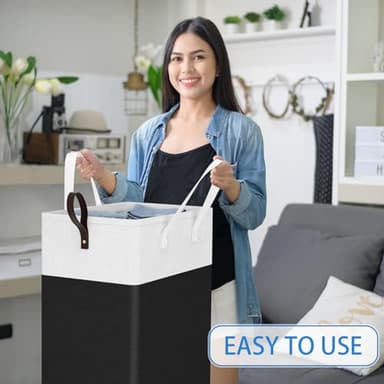 HomeHacks 75L Rolling Laundry Basket with Wheels, Collapsible & Waterproof Laundry Hamper, Mobile Clothes Hamper, Storage Laundry Bins with Handles for Laundry Room, Bedroom, Bathroom & Dorm, Black - Image 6