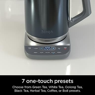 Ninja KT200BL Precision Temperature Electric Kettle, 1500 watts, BPA Free, Stainless, 7-Cup Capacity, Hold Temp Setting, Blue Stainless - Image 2