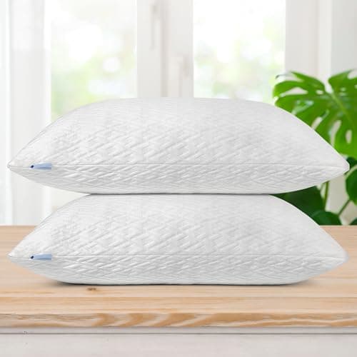 Elif Home Goods 2 Pack King Size Rayon Derived from Bamboo Pillows, Cooling Shredded Memory Foam Bed Pillow Sets for Side, Back, Stomach Sleepers, Adjustable, Washable Cover, King (Pack of 2) - Image 1