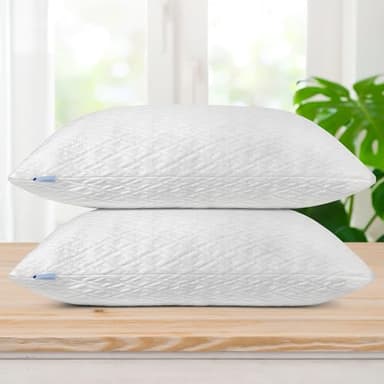 Elif Home Goods 2 Pack King Size Rayon Derived from Bamboo Pillows, Cooling Shredded Memory Foam Bed Pillow Sets for Side, Back, Stomach Sleepers, Adjustable, Washable Cover, King (Pack of 2) - Image 1