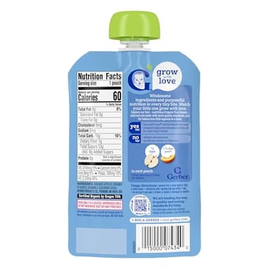 Gerber Stage 2 Baby Food, Organic Apple Peach Puree Pouch, 2 Servings of Fruit, No Added Sweetener, No Artificial Colors or Flavors, 12-Pack - Image 3