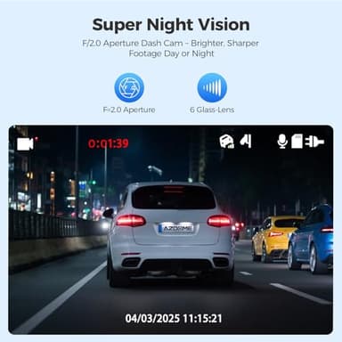 AZDOME M01 Max UHD 4K Dash Cam Front and Rear, Built-in Wi-Fi, Free 64GB Card, App Control, 4K+1080 Dash Camera for Car, Built-in ADAS, G-Sensor, IP68 Waterproof, 24H Parking Mode Dashcam - Image 9