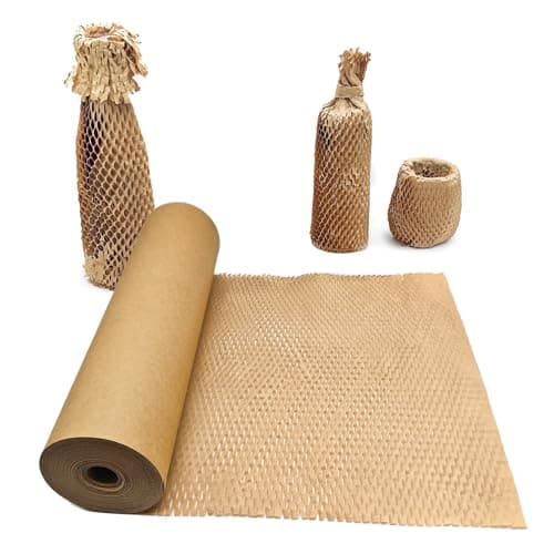 Honeycomb Packing Paper, 15" x 200' Honeycomb Cushioning Wrap Roll for Moving Shipping Packaging Gifts, Recyclable Honeycomb Paper Moving Supplies Bubble Paper Wrapping Protective Roll Khaki - Image 1