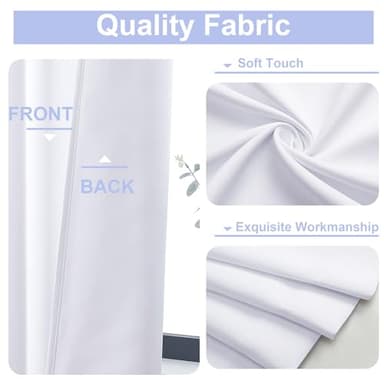 Simplebrand Ava Pure White Curtains for Bedroom 63 Inch Length 2 Panels Set, Light Filtering Window Treatment, Light Filtering Curtain Drapes, Soft Casual Rod Pocket Privacy Curtains, W40 x L63 Inch - Image 3