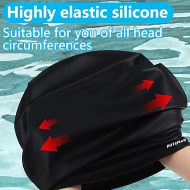 Rotema Swim Cap,Swim Caps Women Adult,Swimming Cap,Swim Caps for Women,Swim Cap for Men(Black) - Image 5