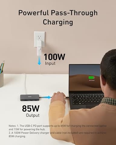 Anker 555 USB-C Hub (8-in-1), with 85W Power Delivery, 4K 60Hz HDMI Port, 10Gbps USB C and 2 A Data Ports, Ethernet microSD SD Card Reader, for MacBook Pro More - Image 4