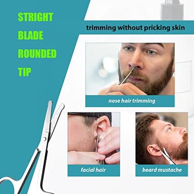 Facial Hair Small Grooming Scissors For Men Women - Eyebrow, Nose Hair, Mustache, Beard, Eyelashes, Ear Trimming Kit - Curved and Rounded Safety Tip Clippers For Hair Cutting - 2PCS Silver - Image 7