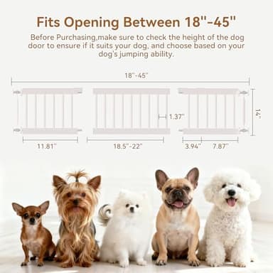 Dog Gate Indoor,18"-45" Extra Wide Metal Short Dog Gate to Step Over, 14" Tall Small Pet Gate with 3 Extension Kits, Pressure Mounted for Doorways & Stairs - Image 4
