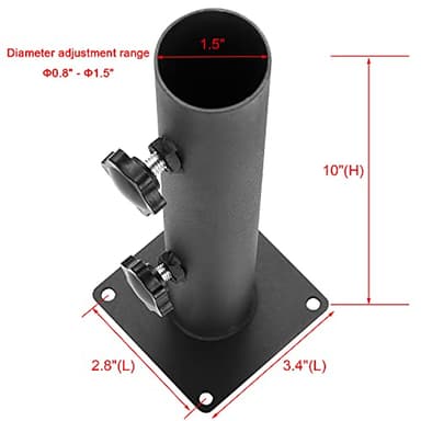 VANROUG Patio Umbrella Base Heavy Duty Umbrella Holder Outdoor Umbrella Base Stand Mount Double Hand-Turn Knob for Deck,Patio, Dock,Boat,Courtyard Balcony,Garden,Pontoons,Picnic Table - Image 2