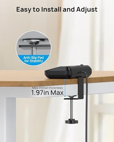 TROND Desk Clamp Power Strip - 1700J Surge Protector with 7 Outlets, Desktop Edge Mount Extension Cord, Fit 1.97" Tabletop, 6FT Flat Plug for Teacher Must Haves, Office, ETL List, Black - Image 4