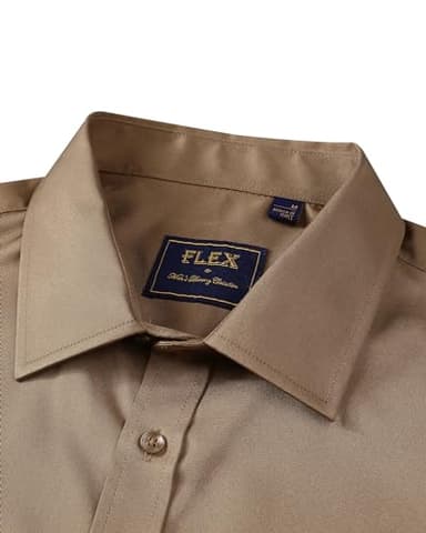 Alimens & Gentle Mens Short Sleeve Dress Shirts Wrinkle Free Solid Casual Button Down Shirts with Pocket, Dark Khaki, 3X-Large - Image 3
