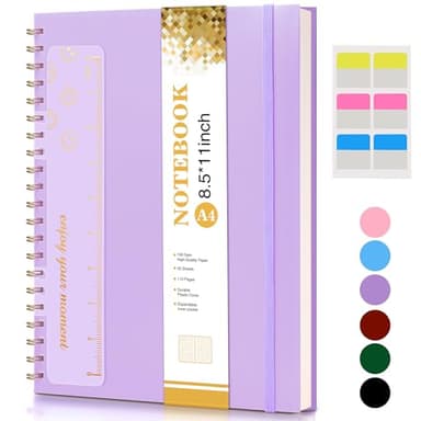 Spiral Notebook Journal 8.5” x 11”, A4 Large Notebooks for Women Men, College Ruled Lined Journal, 100 GSM Paper, Hardcover Spiral Bound Journals for Work School Writing Note Taking Business, Purple - Image 1
