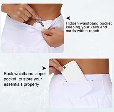 THE GYM PEOPLE Womens High Waisted Running Shorts Quick Dry Athletic Workout Shorts with Mesh Liner Zipper Pockets (White, Medium) - Image 5