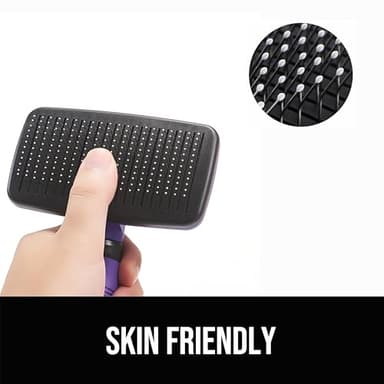 OEFEO Self Cleaning Slicker Brush for Dogs& Cats, Skin Friendly Grooming Brush for Shedding Long&Short Haired Dogs& Cats, Deshedding Pet Supplies Accessories, Purple - Image 4