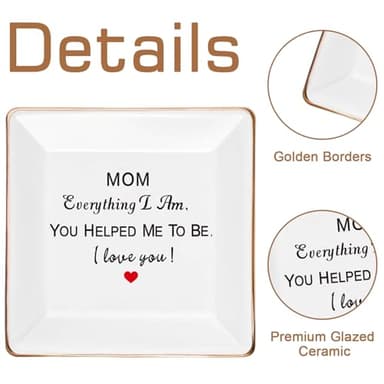 Mothers Day Mom Gifts from Daughter Son,Jewelry Tray Ceramic Ring Dish Decorative Presents for Mother,Personalized Birthday Gifts for Mama Wife from Husband Kids,Unique Present for Mom Wife Women Her - Image 5