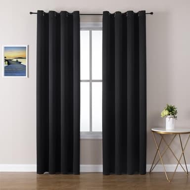 ChrisDowa Blackout Curtains 108 Inches Long 2 Panels Set for Living Room, Grommet Thermal Insulated Room Darkening Curtains for Bedroom (Black, 52 x 108 Inch) - Image 1