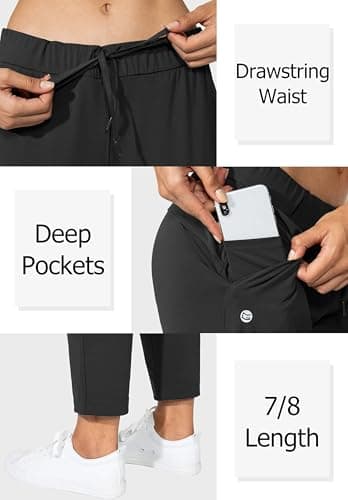 G Gradual Women's Pants with Deep Pockets 7/8 Stretch Sweatpants for Women Athletic, Golf, Lounge, Work (Black, Medium) - Image 4