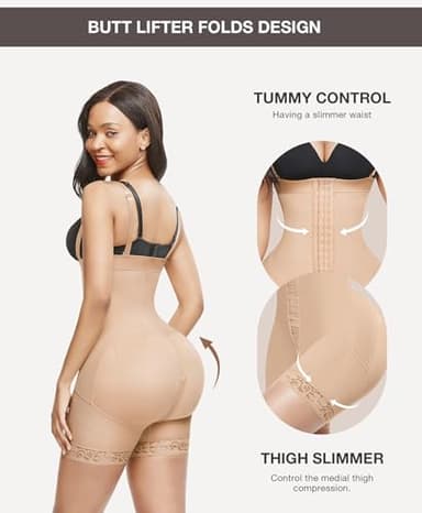 Lover-Beauty Shapewear Tummy Control Fajas Colombianas Moldeadoras Butt Lifter with Zipper Crotch Light Skin Medium - Image 2