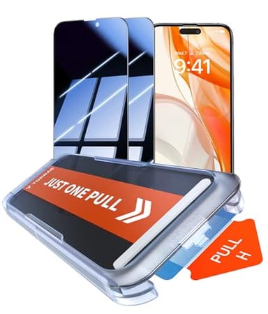 TORRAS Military-Grade for iPhone 16 Pro Screen Protector Privacy, [9H+] Full Coverage Tempered Glass, [TOP 25° Anti-Spy], Easy Install, Bubble-Free, Case-Friendly, 6.3'', 2-Pack - Image 1