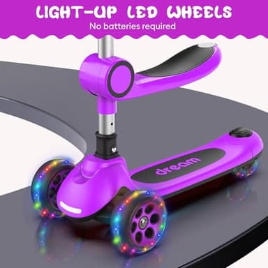 Kids Scooter,LED Lighted Wheels and 3 Adjustable Height Handlebars Scotters for Kids 3-12,3 Wheel 2-in-1 Toddler Kick Scotter for Boys & Girls up to 132 Lbs. - Image 3