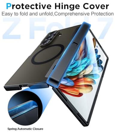 Temdan Magnetic for Samsung Galaxy Z Fold 7 Case,[Compatible with MagSafe][Built-in HD Screen Protector&Invisible Kickstand][Hinge Protection]Translucent Matte Shockproof Phone Case for Z Fold 7,Black - Image 7