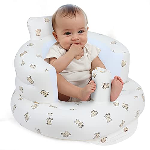 EKEPE Inflatable Baby Seat for Babies 3 Months & Up, Baby Floor Seats for Sitting Up, Baby Seats for Infants, Blow Up Baby Chair with Built in Air Pump - Bear - Image 1