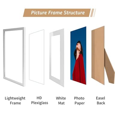 Lavezee 8x10 White Picture Frame Set of 10, Bulk Collage Frames for Photos 5x7 with Mat or 8x10 without Mat, Table Top and Wall Mounting Decor - Image 6