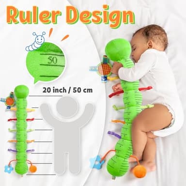 LIGHTDESIRE Baby Toys Musical Caterpillar,Infant Toys Stuffed Animals with Ruler Design,Mirror,Pull String&Ring Bell,Baby Teething Toy for Tummy Time Toy Newborn Boy Girl 3 6 12 Months(Grass Green) - Image 4
