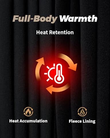 WEERTI Thermal Underwear for Men Long Johns with Fleece Lined Base Layer Men Cold Weather Top Bottom Black - Image 3