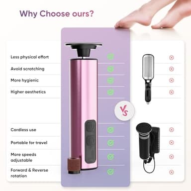 Haroopet Electric Foot Callus Remover, 2in1 Rechargeable Foot File Callus Remover for Feet, 9 Speeds Foot Scrubber Dead Skin Pedicure Tools for Feet Heel Scraper for Cracked Heels with Sandpaper Discs - Image 4