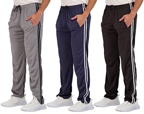 Real Essentials Men's Mesh Athletic Active Gym Workout Open Bottom Sweatpants Pockets Sports Training Soccer Track Running Casual Lounge Comfy Jogging Quick Dry Drawstring Pants- Set 5, XL,Pack of 3 - Image 1