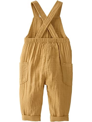 little planet by carter's unisex-baby Organic Cotton Overall Jumpsuit, Ochre Solid, 9 Months - Image 2