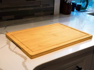 Bamboo Cutting Board for Kitchen, 18" Large Wood Charcuterie Cheese Board, Wooden Chopping Block with Side Handles and Juice Grooves - Image 5