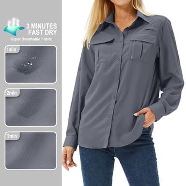 Women's UPF 50+ Long Sleeve UV Sun Protection Shirts, Fishing Hiking Travel Shirt,Breathable and Fast Dry(5071,Dark Grey,L) - Image 7