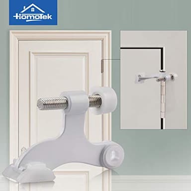 HOMOTEK 6 Pack Hinge Pin White Door Stopper,Adjustable Deluxe Heavy Duty Door Stopper 2-1/2"x1-3/4”,with White Rubber Bumper Tips - Image 6