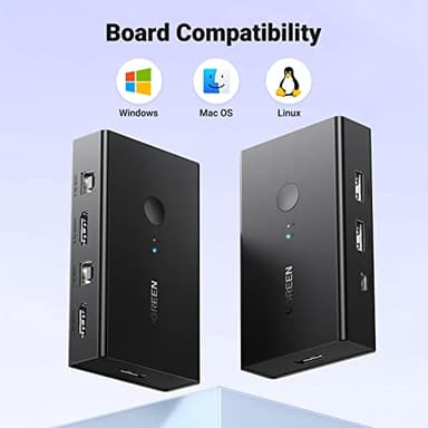 UGREEN HDMI KVM Switch 1 Monitor 2 Computers, with 4 USB Ports 4K@60Hz KVM Switches for Sharing One Monitor Keyboard Mouse Printer with 2 HDMI Cables, 2 USB Cables, Desktop Controller - Image 6