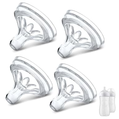 CERCGVEL 4 Packs Silicone Bottle Nipples Compatible with Philips Avent Natural Bottle, Replacement Bottle Nipple BPA-Free, No Spill, Anti-Colic, 3+ Month (Flow 4) - Image 1