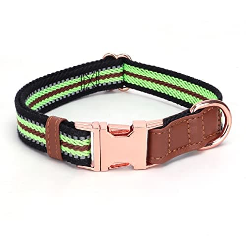 Dog Collar Reflective, Multi-Colored Stripe Dog Collar, Soft Adjustable Dog Collars with Metal Buckle for Small Medium Large Dogs, Perfect Pet Collar Gift (Black,L) - Image 1