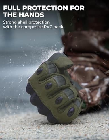 KEMIMOTO Tactical Gloves for Men, Touchscreen Motorcycle Gloves with Hard Shell & Palm Padding for Sports Motorcycle Cycling Tactical Airsoft Paintball Hunting Hiking Camping Climbing (Green,Large) - Image 2