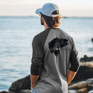 Palmyth Fishing Shirts for Mens, Performance Mens Fishing Shirt Long Sleeve Sun Protection UV UPF 50+ T-Shirts Quick Dry Largemouth Bass Charcoal/Gray 2XL - Image 4