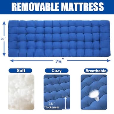 GETOVIN Cot Camping Cot with Thick Pad Cots for Sleeping Camping Bed Folding Cot 450LBS(Max Load) Comfortable Double Layer Oxford Heavy Duty with Carry Bag for Home Outdoor Travel - Image 4