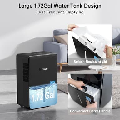 Gasbye 4500 Sq.Ft. Most Efficient Energy Star 2024 Dehumidifier for Basement with Drain Hose, Max 115 Pints/D Dehumidifier for Large Room, [45dB Quiet Compressor], Easy Drainage, Auto-restart, Black - Image 6