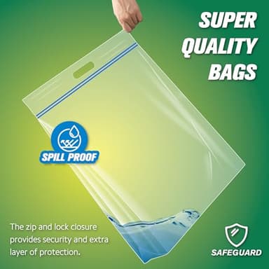 HIBAG 25 Gallon Jumbo Storage Bags, 35” x 24” Resealable Clear Bags with Handle, Extra Large XL Heavy Duty for Clothes Pillow Travel Moving, Pack of 5 - Image 3