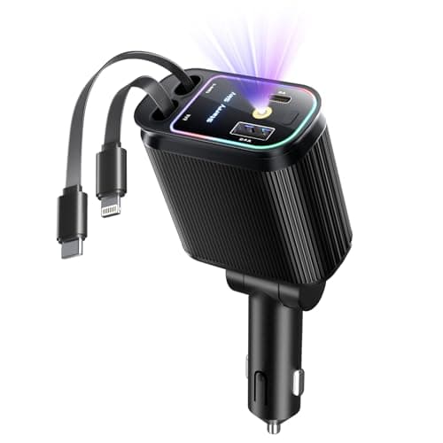 Starlight Retractable Car Charger with Retractable Cables, Starlight in Car Roof 4 in 1 Super Fast USB C Car Phone Charger, 2 USB Ports Starry Sky Adapter, Compatible with iPhone 17 16 15 14 13 12 - Image 1