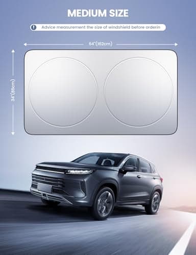 Lamicall Car Windshield Sun Shade – 4-Layer Reflective 240T Sun & UV Reflective Windshield Cover Sun Shade | Easy Install, Foldable | 64"x34" Windshield Cover for Medium Sedan, SUV - Image 8
